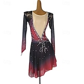 voordelige Schaatsjurken-Kunstschaatsjurk Dames Voor meisjes Schaatsen Jurken Zwart / rood Lapwerk Open achterkant Netstof Spandex Hoge Elasticiteit Opleiding Oefenen Professioneel Kunstschaatskleding Klassiek Kristal