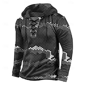 preiswerte Jagdhoodies-Herren Tarnung Kapuzensweatshirt Pullover Klassisch Militär Mit Kapuze Jagd Blau Grün Kordelzug Herbst Winter Designer