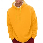 economico Felpa con cappuccio in pile-Per uomo Felpa con cappuccio in pile Felpa con cappuccio in pile Sherpa Aalbicocca Nero Giallo Vino Blu marino Con Cappuccio Semplice Coulisse Casuale Quotidiano Uscire Poliestere Streetwear Casual