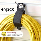 baratos Arrumação e Organização-6/10 ganchos organizadores de cabos multiuso com ganchos e laços de segurança, solução durável para gerenciamento de fios, mangueiras e cordas para armazenamento em casa, trailers e garagem