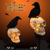 ieftine Novelty-rășină solară Halloween dovleac rotund joben pălărie dovleac ochelari dovleac fantomă vrăjitor dovleac cap de pisică dovleac fantomă ascuțită pălărie fantomă mantie pisică cioară schelet curte în aer