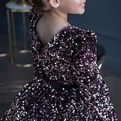 preiswerte Halloweenkostüme für Mädchen-Kinder Mädchen Partykleid Einfarbig Langarm Leistung Netz Prinzessin Süß Netzstoff Knöchellang Etui-Kleid Tüllkleid Sommer Frühling Herbst Kinder Schwarz Weiß Wein