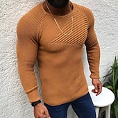 preiswerte Herrenpullover-Herren Pullover Strickpullover Gerippt Stricken Normale Oberteile Gestrickt Einfach Rundhalsausschnitt Mode Basic Urlaub Alltagskleidung Bekleidung Herbst Winter Schwarz Weiß M L XL