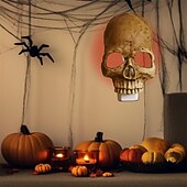 Chefensty Human Skull Night Light - Halloween Decoration, Grey, Plug-in, 1W LED, 13x9.5x17cm - View #6