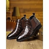 abordables Bottes de Chelsea-Bottines Chelsea marron pour homme en cuir gaufré crocodile – élégantes chaussures habillées à enfiler pour le bureau, les dîners et les occasions formelles