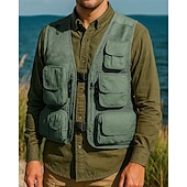 preiswerte Westen-Herren Anglerweste Wanderweste Ärmellos Weste Außen Leicht Atmungsaktiv Reißverschluss Mehrere Taschen Polyester Schwarz Armeegrün Rot Jagd Angeln Klettern