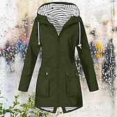abordables veste active-Femmes Trench Chaud Confortable Fermeture éclair Avec Poches Mode Extérieur Uni Sortir Week-end Fermeture éclair Régulier À capuche Coupe régulière manche longue Vêtements d&#039;extérieur Jaune Rose