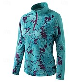preiswerte Oberteile-Damen Wanderhemd Wanderspitze Hemd mit Viertelreißverschluss Langarm Stehkragen Oberteil Außen Schnelltrocknend Schweißableitend Polyester Tarnung Grün Tennis Golfspiel Laufen