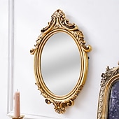abordables sculptures murales-Miroir mural décoratif ovale à motif classique – Décoration murale de style européen, miroir de courtoisie créatif &amp;accessoires de photographie