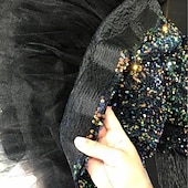 preiswerte Halloweenkostüme für Mädchen-Kinder Mädchen Partykleid Einfarbig Langarm Leistung Netz Prinzessin Süß Netzstoff Knöchellang Etui-Kleid Tüllkleid Sommer Frühling Herbst Kinder Schwarz Weiß Wein