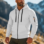 economico Felpa Tattica-Per uomo Felpa con cappuccio Felpa con cappuccio e zip corta Felpa con cappuccio in pile Felpa con cappuccio tattica Nero Bianco Verde militare Rosso Borgogna Con Cappuccio Semplice Cerniera