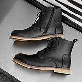 abordables Bottines-Bottines à lacets en similicuir marron pour homme, chaussures d&#039;extérieur décontractées classiques pour le travail et le quotidien