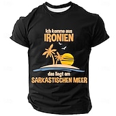 levne Vtipná trička pro muže-Vtipné ironické sarkastické pánské grafické tričko | Německý vtip &#039;Pocházím z ironie&#039; Tropical Design Tee