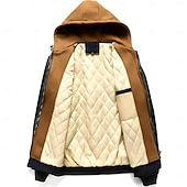 billige Uformelle jakker-Herre Bomberjakke Vattert jakke Hettegenser utendørs Avslappet Quilting Med hette Vår Høst Helfarge Aktiv Nøytral Med hette Normal Svart Navyblå Kakifarget Jakker
