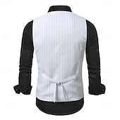 billige Herrevest-Herre Dress Vest Veste Bryllup Festkveldsklær Avslappet Aktiv Årgang Vår Høst Polyester Justerbare Stripet Dobbeltkneppet Tynn Hvit Vest