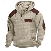 abordables sudaderas basicas hombre-Hombre Sudadera Sudadera con capucha y diseño de gofres Sudadera con capucha y cremallera de un cuarto Sudadera táctica con capucha Caqui Con Capucha Plano Retazos Cremallera Deporte Casual Diario