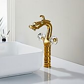 economico Rubinetti per lavandino bagno-Rubinetto per lavabo - Classico Cromo Set centrale Due maniglie un foroBath Taps