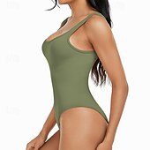 billiga Set och One-Pieces-Dam Träningsdräkt One Piece Romper Ensfärgat Kroppsdräkt risvit Svart Gym Träning Löpning Andningsfunktion Magkontroll Ärmlös Sport Sportkläder