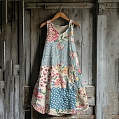 ieftine Rochii Boho-Pentru femei Rochii Midi Rochie casual Rochie de vară Modă Modern Zilnic Plajă Sfârșit de săptămână Fit regulat Floare Fără manșon În V Galben Roșu-aprins Albastru piscină Maro Vară Primăvară