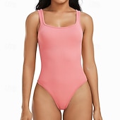billiga Set och One-Pieces-Dam Träningsdräkt One Piece Romper Ensfärgat Kroppsdräkt risvit Svart Gym Träning Löpning Andningsfunktion Magkontroll Ärmlös Sport Sportkläder