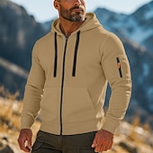 economico Felpa Tattica-Per uomo Felpa con cappuccio Felpa con cappuccio e zip corta Felpa con cappuccio in pile Felpa con cappuccio tattica Nero Bianco Verde militare Rosso Borgogna Con Cappuccio Semplice Cerniera