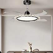 preiswerte Deckenventilator-Leuchten-LED-Deckenventilatoren dimmbar mit Fernbedienung 106 cm Deckenleuchte mit Acryl-Lampenschirm Kronleuchter Schlafzimmer Wohnzimmer