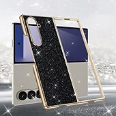 お買い得  サムスン用ケース-電話 ケース 用途 サムスンのギャラクシー Zフォールド7 Zフォールド6 Z Fold 5 Z Fold 4 バックカバー ブリンブリングリッターシャイニー 耐衝撃 PC PUレザー