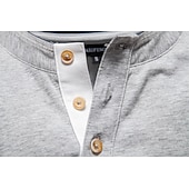 abordables T-shirts et débardeurs élites pour hommes-Homme Chemise en coton manche longue Couleur Pleine Frais Quotidien Occasionnel Boutons Henley École Entraînement Extérieur Toutes saisons Gris foncé Blanche Bleu T-shirt Henley