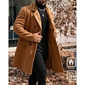 billiga Trenchcoat för män-Herr Fleece-jacka Peacoat Trenchcoat Semester Dagligen Höst Vinter Polyester Håller värmen Ytterkläder Kläder Mode Klassisk Slät Ficka Kavajslag Dubbelknäppt