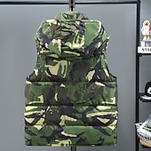 tanie Męska kamizelka puchowa-Męskie Kamizelka Rozdymkowa Kamizelka Urlop Codzienny Randka Moda Codzienny Zima Kieszeń Poliester Zatrzymujący ciepło Wygodny Moro Zamek błyskawiczny Kaptur Regularny Czarny Zielony Jasnoszary
