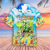 preiswerte Vögel &amp; Tiere-Herren Buchstabe Papagei Strand Hemd Hawaiihemd Sommerhemd Aloha-Shirt Kurzarm Hemd Umlegekragen Tropisch Modisch Hawaiianisch Casual Hawaiianisch Festtage Weiß Blau Himmelblau S M L