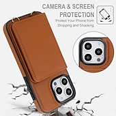 ieftine Carcase iPhone-telefon Maska Pentru 16 15 14 Pro Max 16e 13 Pro Max 13 Mini Capac Spate cu Lanyard Cric Loc pentru card Retro TPU PU piele