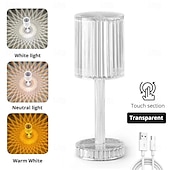 baratos eletrodomésticos-elegante abajur de cabeceira com toque de cristal - luz LED ajustável com bateria recarregável e carregamento USB, decoração de interiores, luminária de mesa moderna, luminária de mesa decorativa, luz