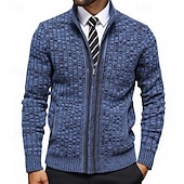 preiswerte Herren Strickjacke-Herren Pullover Kleid Pullover Strickjacke Reißverschluss-Pullover Strickpullover Gerippt Stricken Normale Oberteile Gestrickt Gerippt Geometrisch Stehkragen Mode Schals Lässig Alltagskleidung