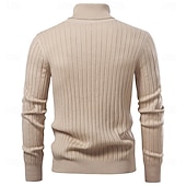 abordables Pulls et cardigans élites pour hommes-Homme Pull Tricoter Hauts Réguliers Couleur Unie Col roulé Élégant ancien École Vacances Vêtement Tenue Printemps Automne Noir Marine foncé S M L