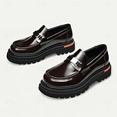 Недорогие Кожаные лоферы премиум-класса-Мужские коричневые кожаные пенни-лоферы с металлической пряжкой – классические туфли для деловых встреч, официальных мероприятий и офиса.