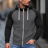economico Felpa con cappuccio in pile-Per uomo Felpa con cappuccio Felpa con cappuccio a zip intera Felpa con cappuccio in pile Felpa con cappuccio foderata in pile Nero Borgogna Blu Grigio chiaro Grigio scuro Con Cappuccio Semplice
