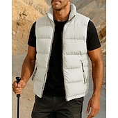 ieftine Veste-Bărbați Γιλέκο πεζοπορίας Vestă puffer Fără manșon Γιλέκο În aer liber Termic cald Rezistent la Vânt Iarnă Fermoar Buzunar Poliester Negru Alb Galben Vânătoare Pescuit Alpinism