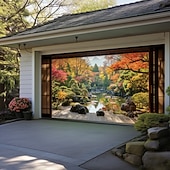 baratos Banners de Garagem e Porta-Tampa da porta da garagem Grande pendurado 森林 Rústico 3D De Festa Exterior Fundos de fotografia Porta de Entrada Decorações de parede de porta de fundo