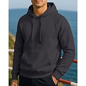 abordables Sudadera &amp; Sweatshirt-Hombre Sudadera informal Sudadera con capucha Con bolsillos Manga Larga Camiseta Ropa Deportiva Otoño Color sólido Moda Al Aire Libre Viaje Corriendo Ropa de deporte Ropa de Deporte Negro Amarillo