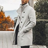 preiswerte Herren-Blazer &amp; -Anzüge-Herren Mantel Trenchcoat Langer Trenchcoat Urlaub Täglich Herbst Winter Polyester Thermowarm Winddicht Oberbekleidung Bekleidung Mode Klassisch Einfach Tasche Revers Doppelreihig