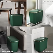 billiga Köksredskap och -apparater-Väggmonterad rektangulär papperskorg med lukttätande lock, stor kapacitet, hållbar plastbehållare för kök, badrum, sovrum &amp;kommersiellt bruk