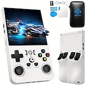 お買い得  ゲーム機器-アップグレードされたr36maxハンドヘルドゲームコンソール - デュアルアクションジョイスティック、USB充電、充電式リチウムバッテリー、64GBカード付属、ブラックキャリングケース、外出先でのゲームに最適なポータブルゲームコンソール