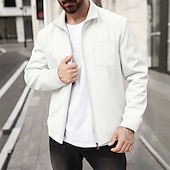 abordables Vestes Décontractées-Homme Veste Légère Veste gaufrée Veste Décontractée Vacances Quotidien Respirant Avec Poches Printemps Automne Uni Mode Classique Revers Régulier Noir Blanche Vin Vert foncé Kaki Veste