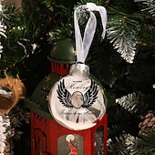 baratos Natal-Enfeite de pena de Natal personalizado com foto, enfeite de bola 3D personalizado, presentes de condolências pela perda de entes queridos, decoração de feriado memorial de lembrança de árvore de Natal personalizada
