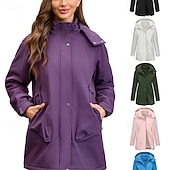 abordables Parka Décontractée-Femmes Veste Décontractée Chaud Confortable Fermeture éclair Avec Poches Mode Extérieur Uni Sortir Week-end Fermeture éclair Régulier À capuche Coupe régulière manche longue Vêtements d&#039;extérieur