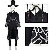 billiga Pojkes Halloween kostymer-Kpop demonjägare demonpojkegrupp sajapojkar jinu saja-kostym hanbok-maskerad koreansk traditionell virtuell idolfilm cosplay för pojkars barns halloween-karnevalföreställning comic con