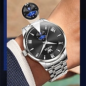 halpa Kvartsikellot-Uusi Olevs miesten business-kello, jossa on valoisa kalenterinäyttö, kvartsikello on muodikas, trendikäs ja rento sekä vedenpitävä miesten urheilukello.