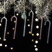billige Ornamenter-6 stk. juletre-pynt i akryl, gjennomsiktige krystall-istapp-anheng, fargerike hengende dekorasjoner til juletre og høytidsfester
