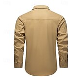 abordables Tapas-Hombre camisa cargo Camisa para senderismo Manga Larga Cuello Vuelto Camiseta Al aire libre Transpirable Primavera Otoño Algodón Negro Verde Ejército Caqui Caza Rutina de ejercicio Viaje
